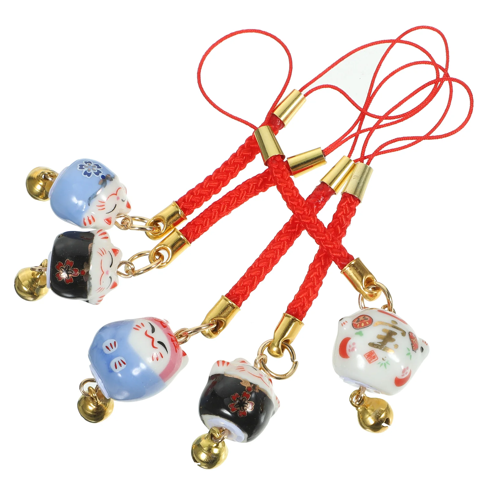 5 Pcs Lanyards for Keys Lucky Cat Ornament Decorative Pendant Phone Decoration Bell Hanging Charm Strap Lovely Child