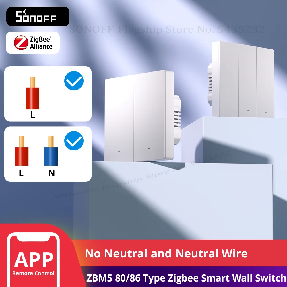 

Умный настенный переключатель Zigbee типа SONOFF ZBM5 80/86 поддерживает отсутствие нейтральных и нейтральных проводов, съемный релейный режим работает с домашним помощником