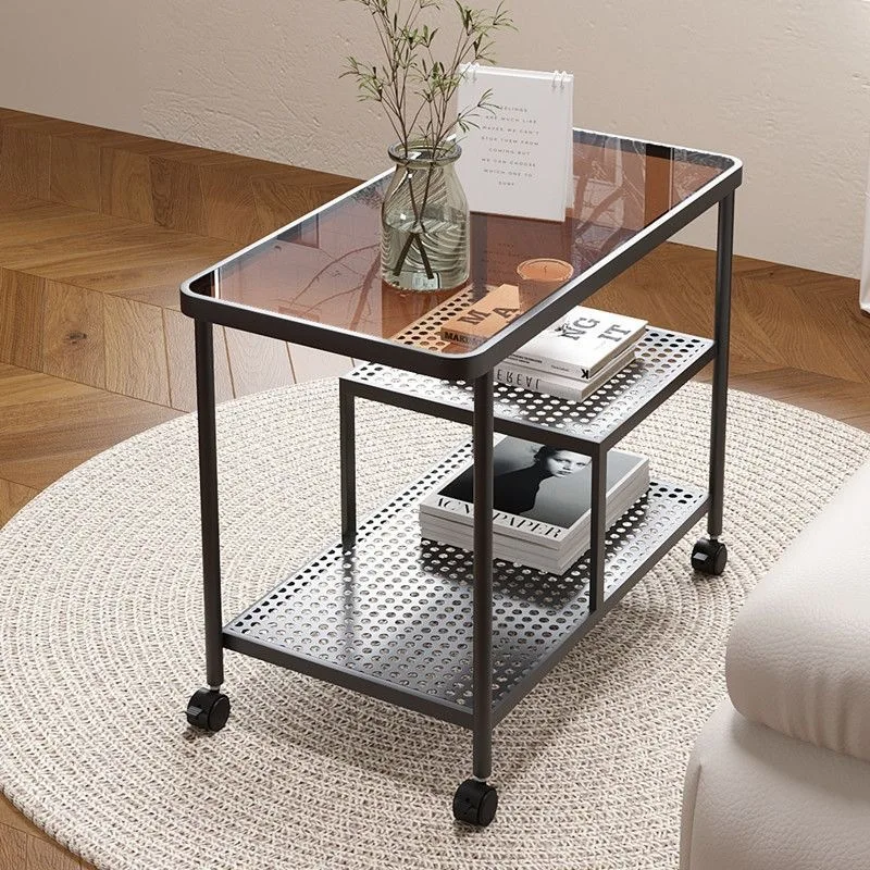 Nordic style mobile sofa side table, home small apartment bedside table, side cabinet corner table, small cart, internet-famous