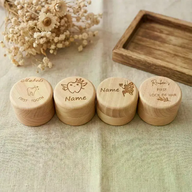 1Pcs Unfinished Wood Keepsake For Baby Teeth Hair & Memories Wooden Tooth Fairy Box Home Decor Birthday Gift