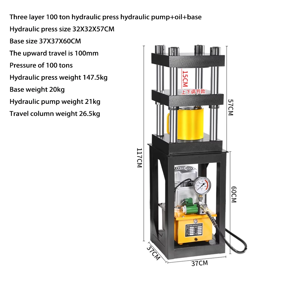 Hydraulic Press for Gold Silver Jewelry 32T 50T 100T Four Column Coin Making Machine Heavy Duty Jack for Metalworking