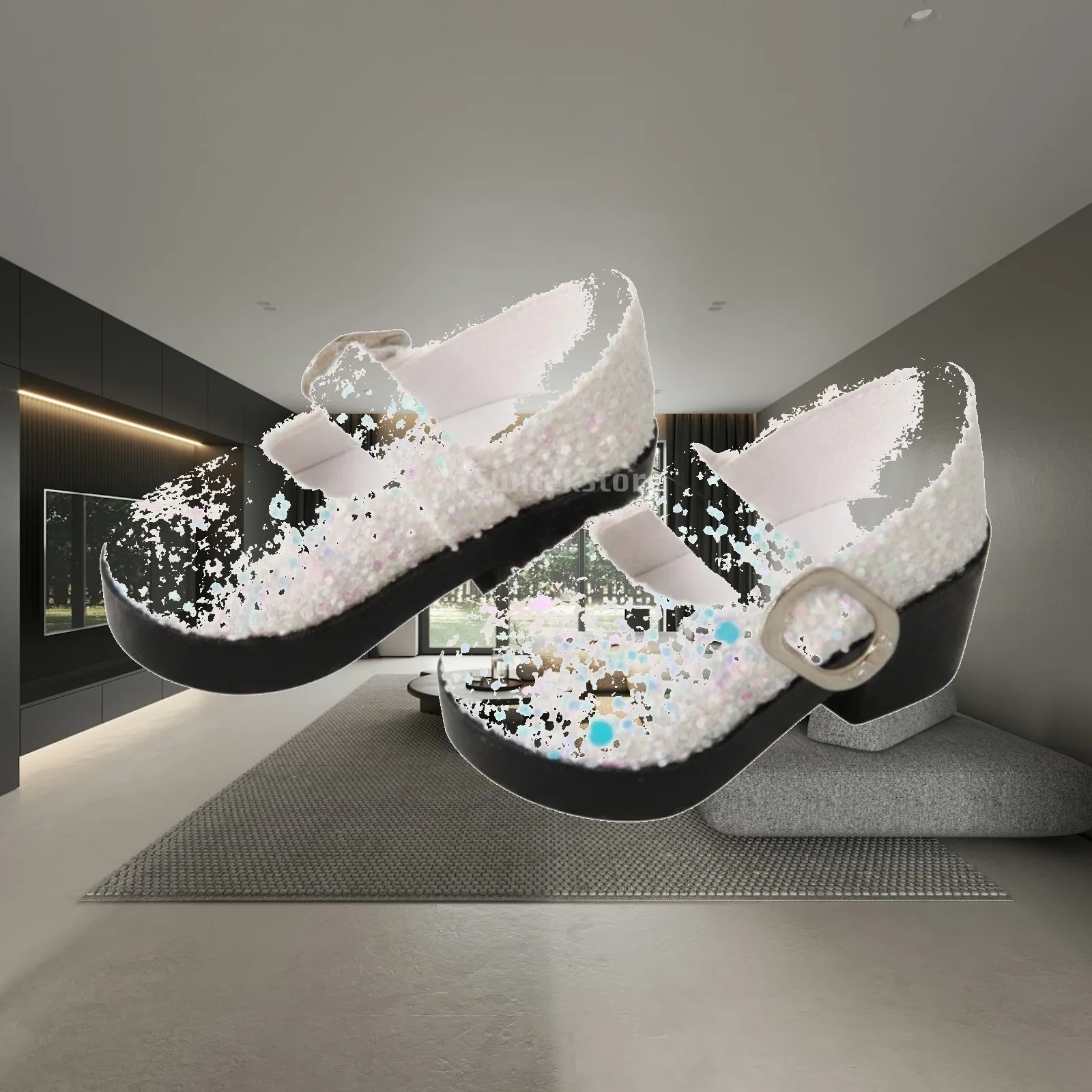 Glittery Doll Footwear for BJD Dolls 5.5cm Long with Buckle Strap Perfect for Photography
