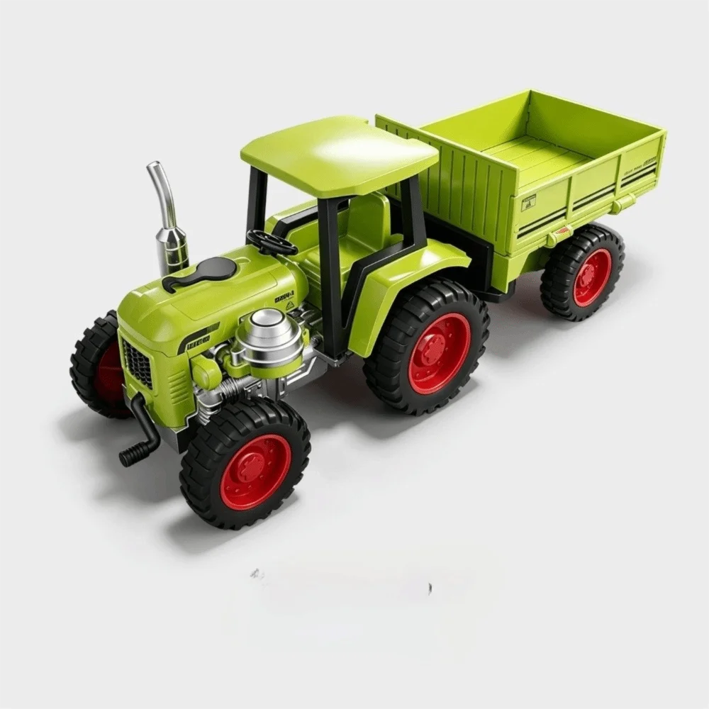Walking Tractor Model Toys Alloy Diecast Agricultural Tractors Sound Light Pull Back Rubber Tires Toy Models for Kids Gifts