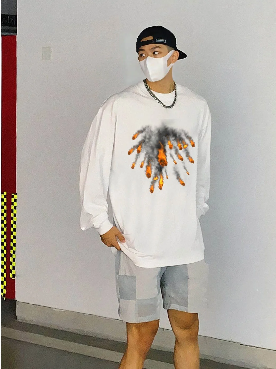 

American High Street Design Loose Long Sve Cotton T-irt ex Printed Casual Faion round Ne Antibacterial Everyday ...