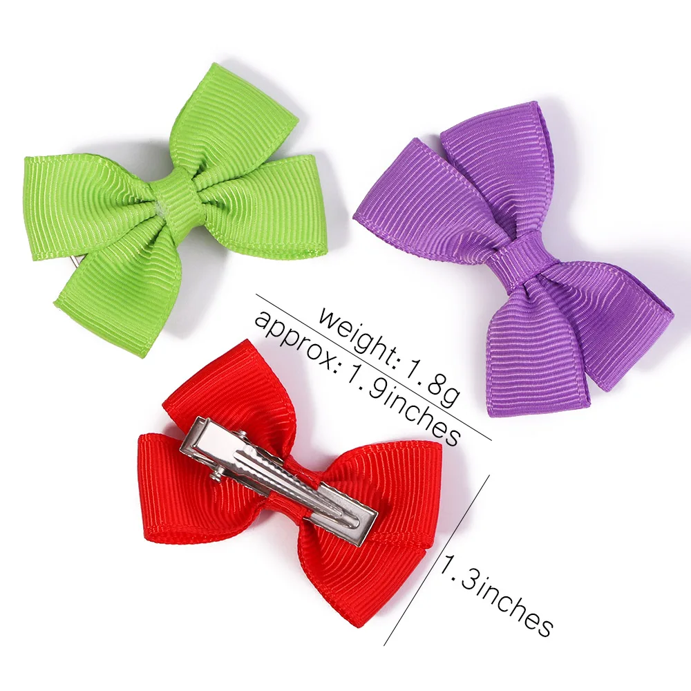 10Pcs/Set 1.9'' Mini Solid Bows Hair Clips For Cute Baby Girls Boutique Bowknot Hairpin Barrettes Headwear Kids Hair Accessories