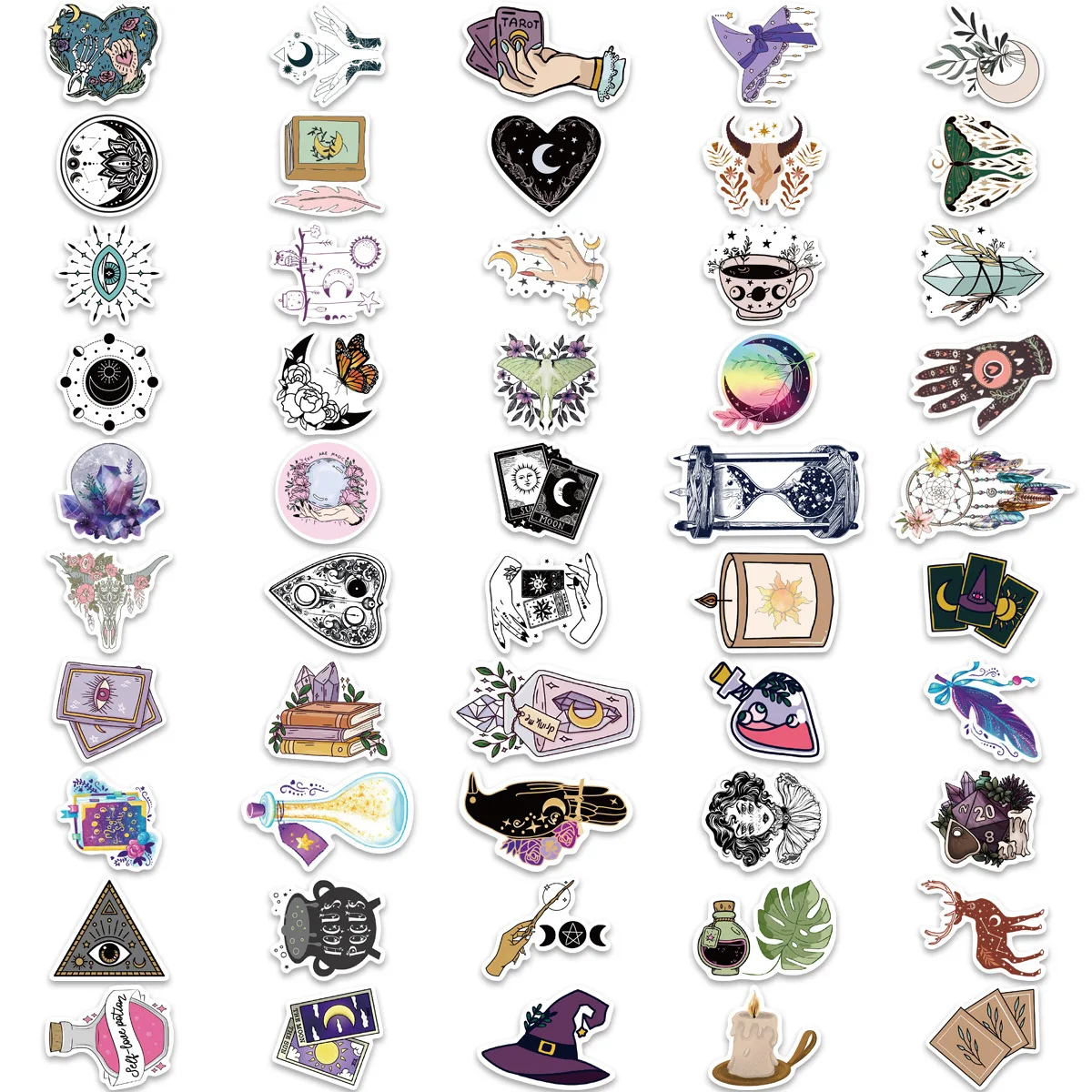 100Pcs Witchy Stickers Cute Magic Witch Stickers Vinyl Waterproof Stickers For Water Bottle Laptop Luggage Skateboard Snowboard