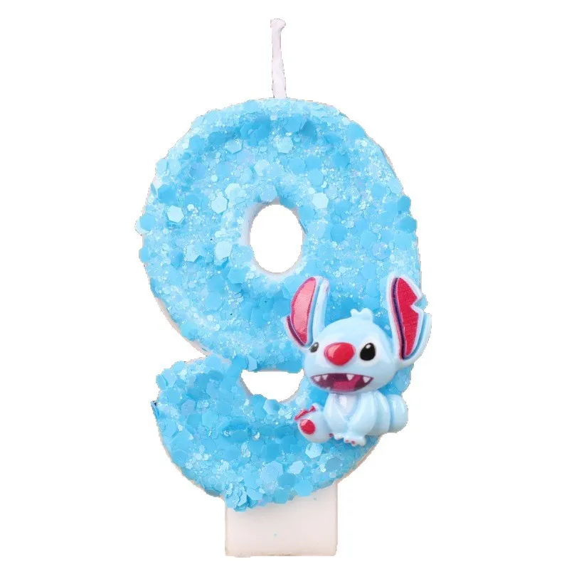 شمعة عيد ميلاد رقمية كرتونية زرقاء اللون لتزيين كعكة عيد الميلاد وأعياد الميلاد شمعة مصنوعة يدويًا