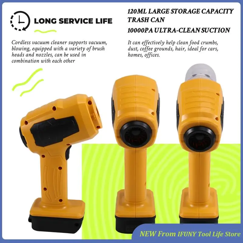 Handheld Car Vacuum Cleaner 10Kpa Cordless Dust Collect Machine Andair Blower Power Tool Fordewalt 18V 20V Battery