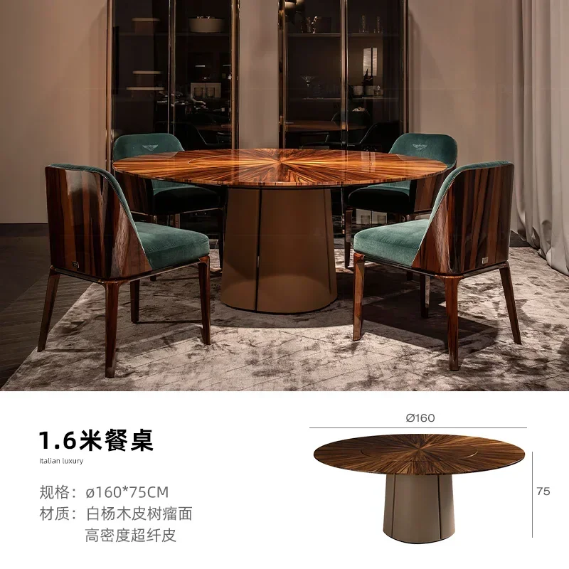 Light luxury round table villa post-modern dermis vermicelli luxurious round table furniture