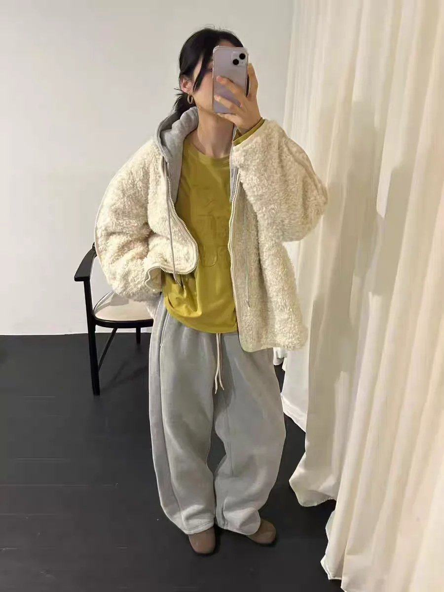 

Хлопковое пальто со съемным капюшоном из меха ягненка, женское винтажное свободное осенне-зимнее теплое хлопковое пальто, модный топ