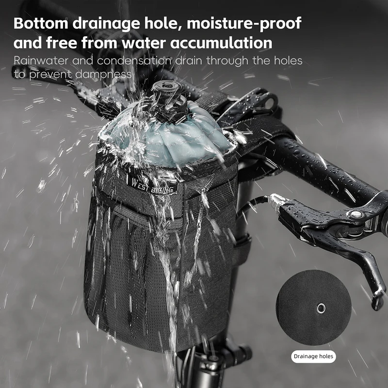 WEST BIKING Bicycle Water Bottle Bag 1L Large Capacity Insulated Handlebar Water Bottle Bag Outdoor Cycling Kettle Carrier Bag