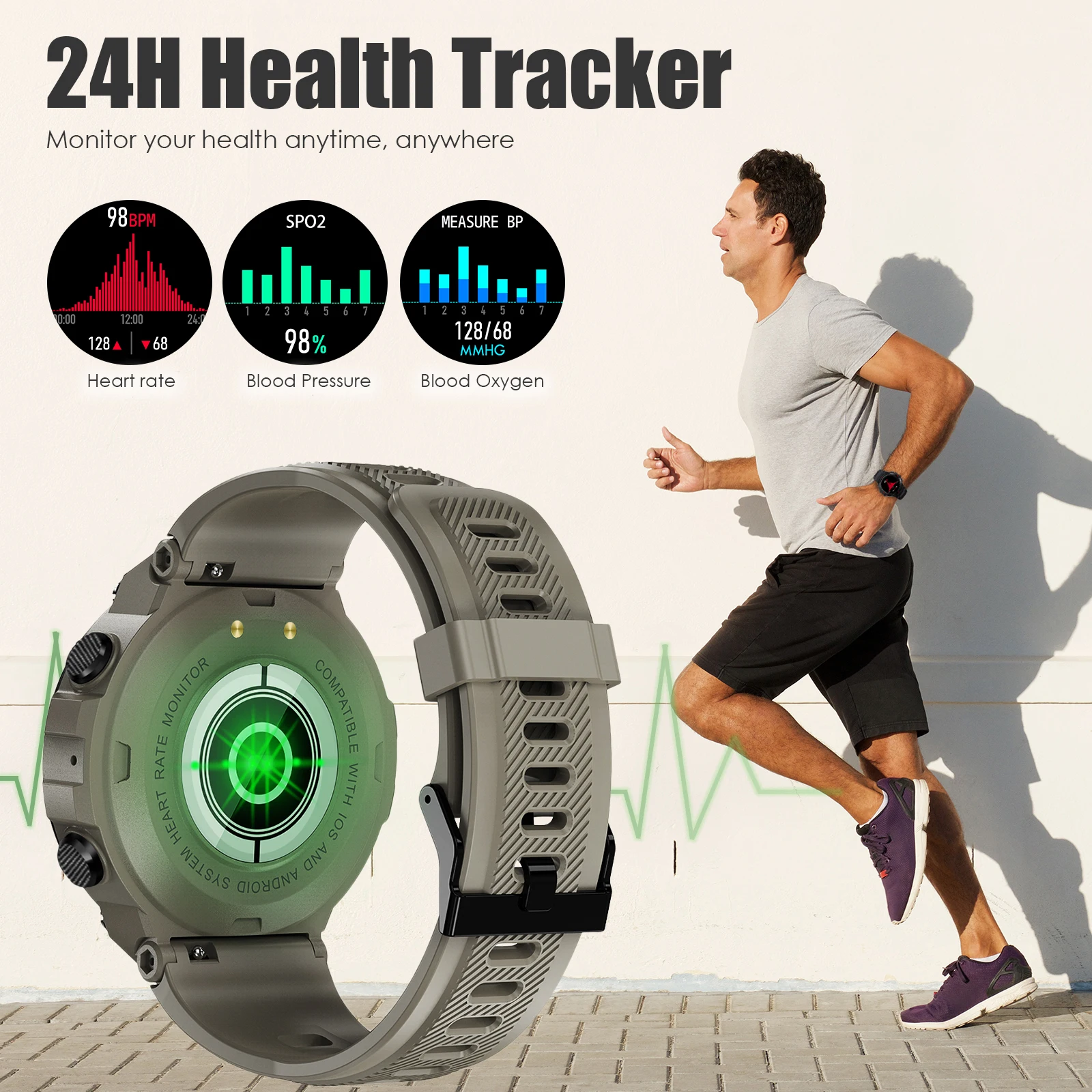 LaNikar New K27 IP67 Waterproof Long Standby Smartwatch for Men Sports Watch with Fitness Tracker for Android iOS