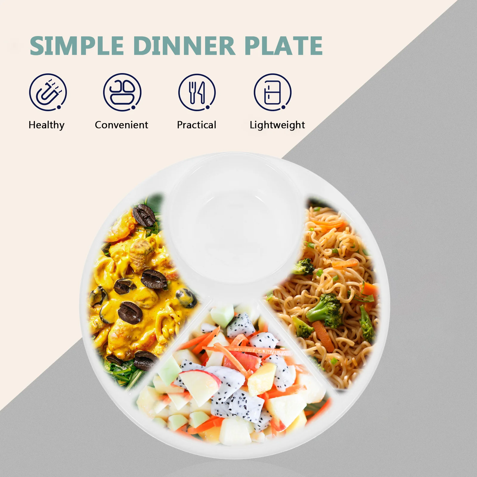 

Portion Control Plate Adults Eating Dish Divided Plates Bariatric for White