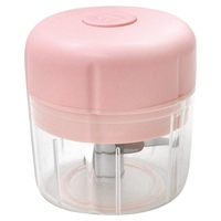 Mini Food Chopper,Electric Food Processor Garlic Cutter Meat Grinder Food Grinder USB Rechargeable Chopper 250Ml (Pink)