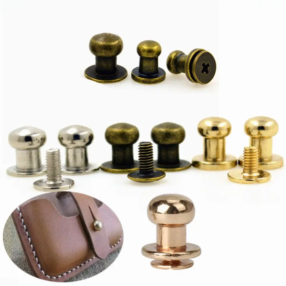 10pcs Round Cloth Button Brass Nail Leather Craft Clothes/Bag/Shoes Garment Rivets Monk Head Screws