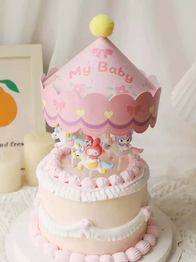 Cartoon Animal Unicorn Cake Decoration Merry-go-round Girl Boy Baby Birthday Cupcake Topper Happy Birthday Party Decor Kids Gift - Image 3