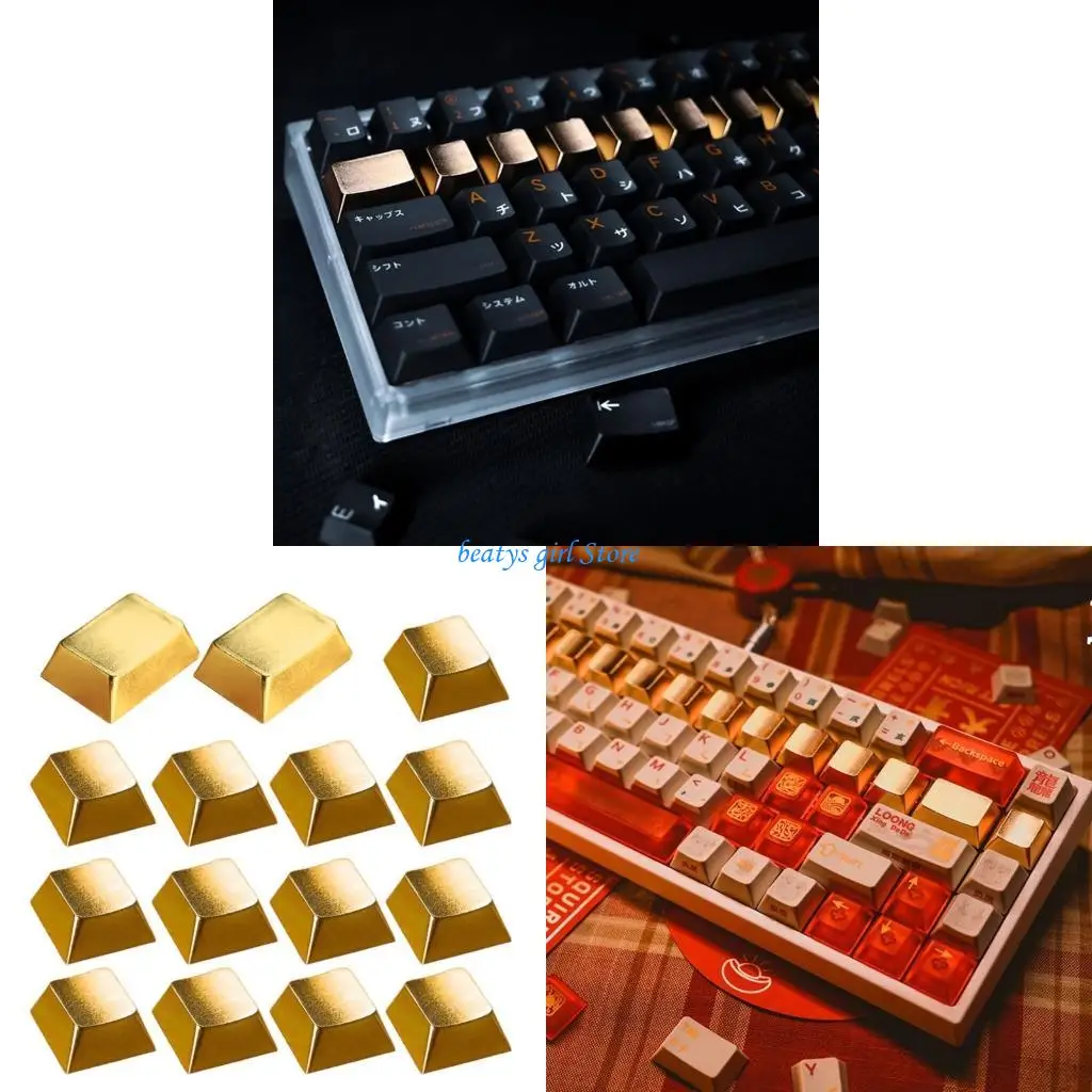 C7AB 15PIECES Zinc Alloy keycap مجموعة لوحات مفاتيح ميكانيكية ، تخطيط المفاتيح
