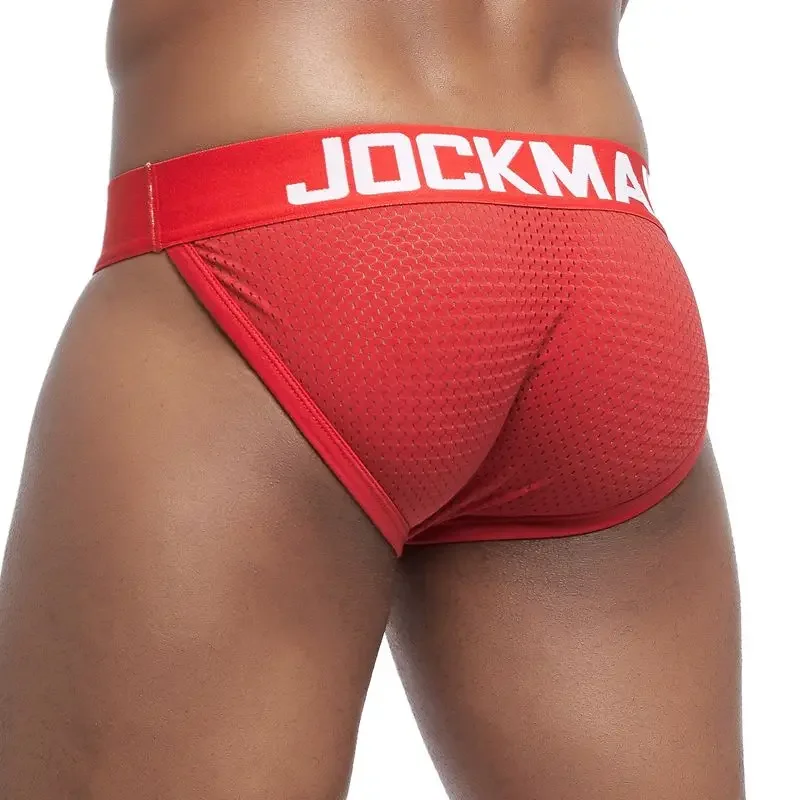 JOCKMAIL Mesh Sexy Men Underwear ice silk Men Briefs Breathable Low waist Mens Slip nylon Gay Male Panties Underpants men thongs