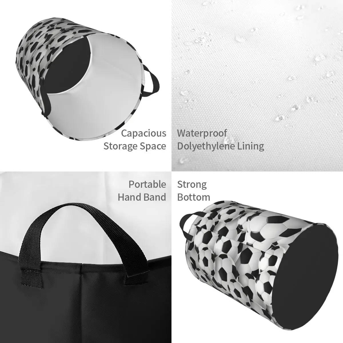 Custom Cool Soccerly Footbally Print Laundry Basket Foldable Large Clothes Storage Bin Baby Hamper