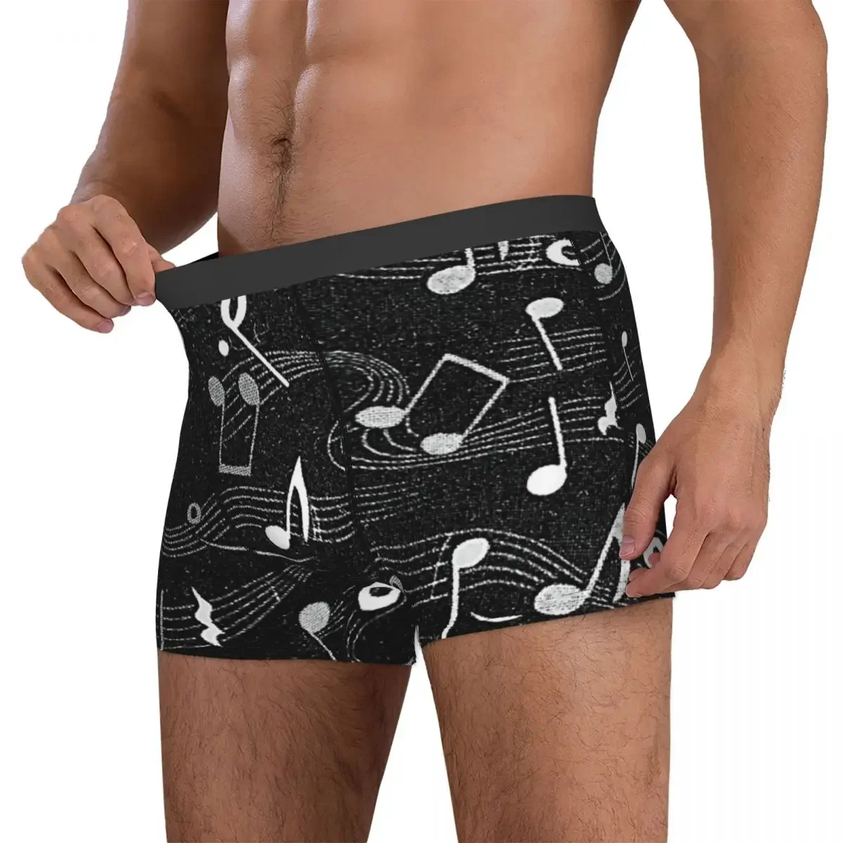 Boxer Underpants Shorts Musical Notes Panties Male Comfortable Underwear for Homme Man Boyfriend Gifts