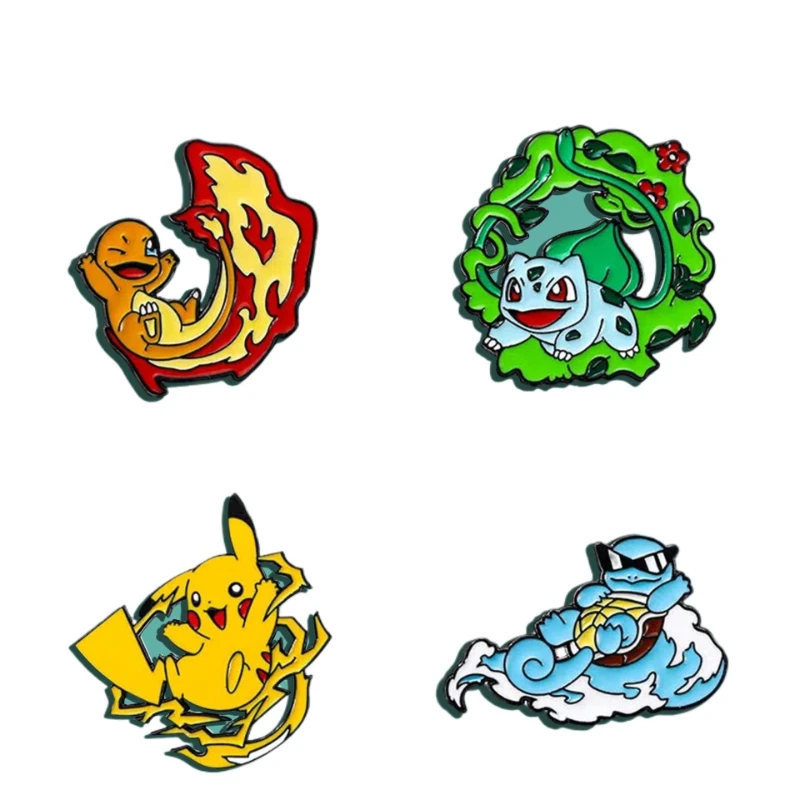 NEW HOT 4pcs cartoon Pokemon Cute Anime Monster Enamel Pin Pokémon Anime Badg Badge on Backpack Costume Accessories Friends Gift view 6