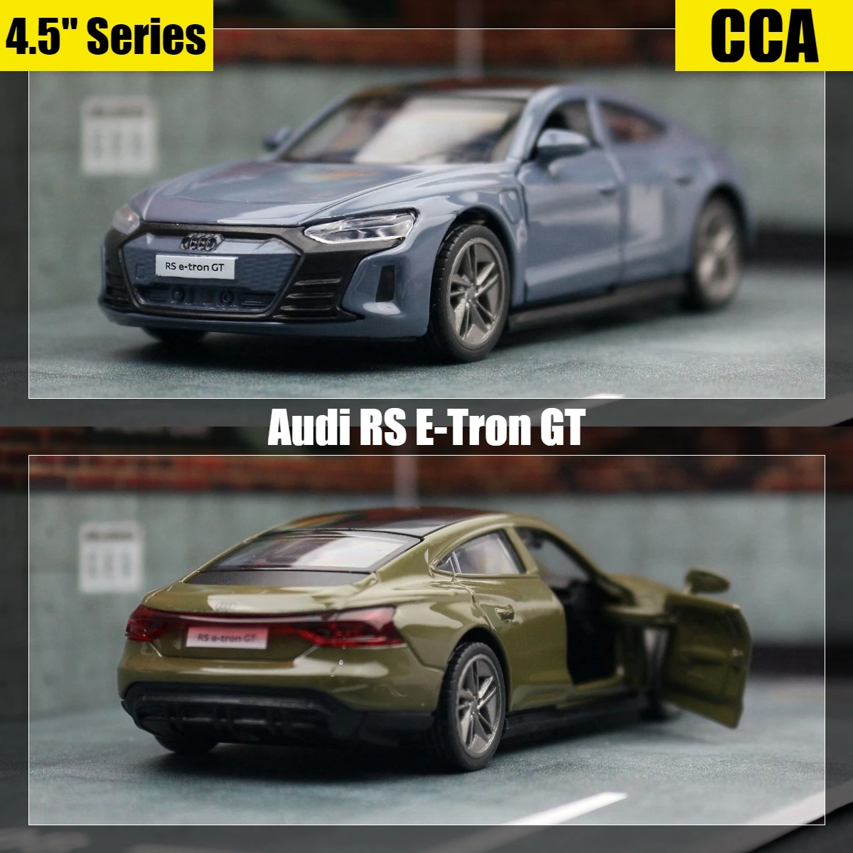 1/44 Audi RS E-tron GT игрушечный автомобиль для детей, литая металлическая 1:43 Миниатюрная модель, тянущаяся назад образовательная коллекция,