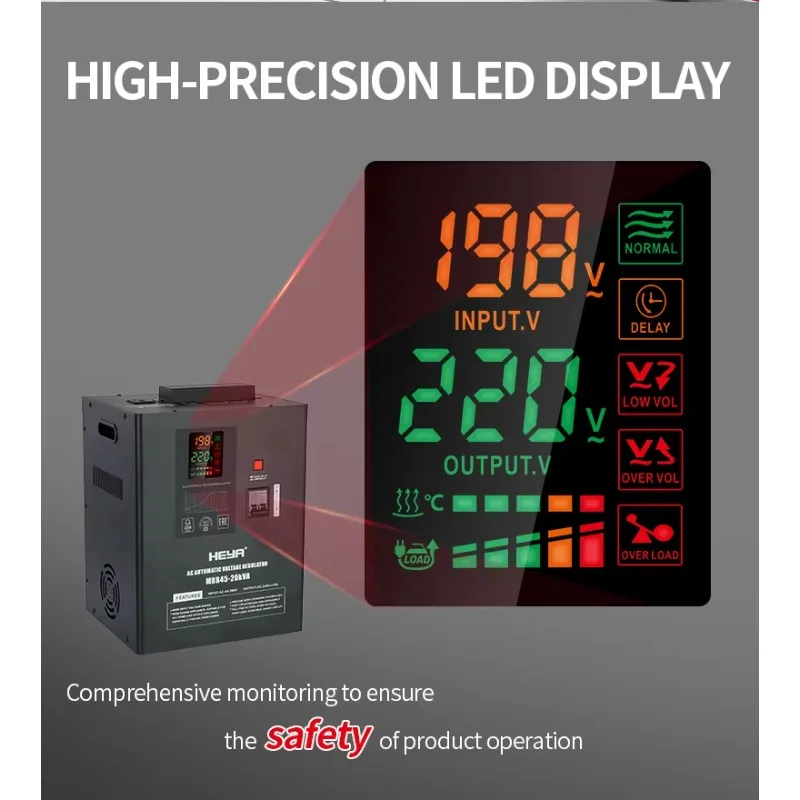 Overvoltage 10KVA 45-280V Input Range Single Phase 220V AC Automatic Voltage Regulator Stabilizer