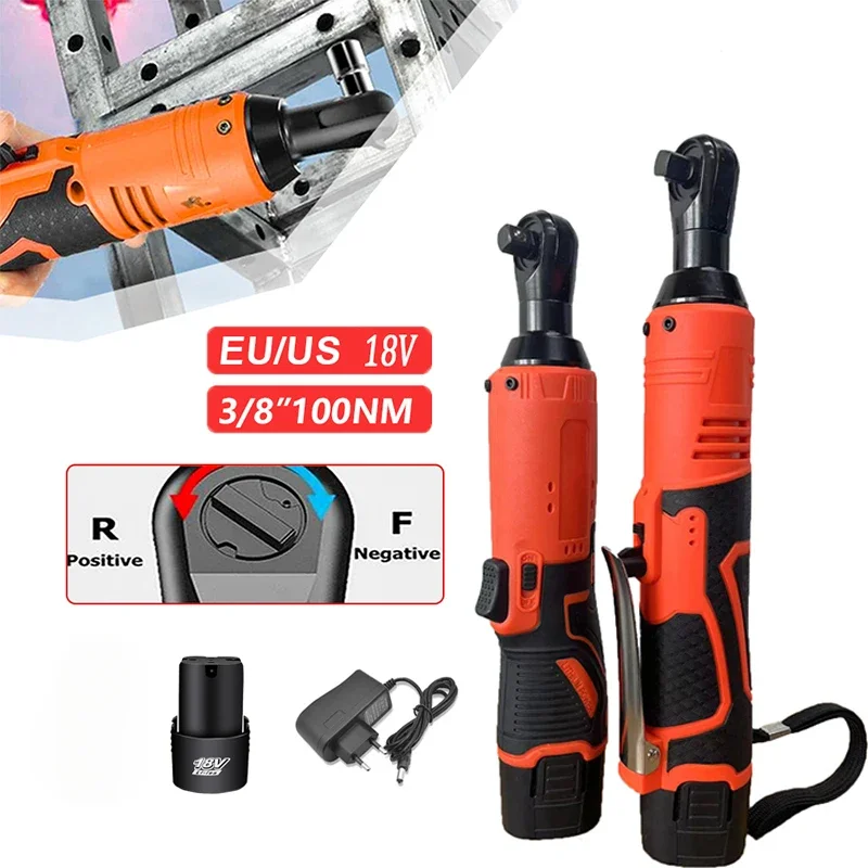 

2024-12V/18V Cordless Rechargeable Electric Wrench 3/8 Inch Impact Wrench Right Angle Ratchet Wrenches Impact Driver Power Tool