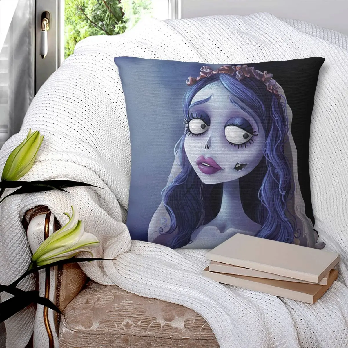 Emily The Corpse Bride Square Pillowcase Pillow Cover Polyester Cushion Decor Comfort Throw Pillow for Home Car