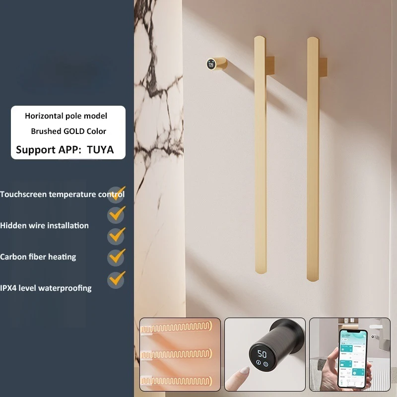 Intelligent Electric Heating Towel Rack Invisible Installation Continuous Bath Towel Heating Drying Sterilizing Rack for Bathroo