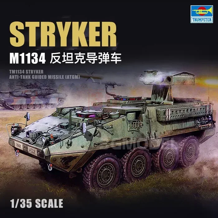 Kit Model tangki rakitan Trumpeter 00399 US Army M1134 Stryker, skala 1/35 kendaraan rudal Anti-Tank