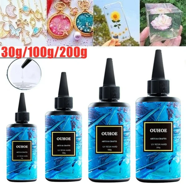 Resina UV Duro Crystal Clear Artesanato Transparente, Luz Solar Artesanato como Epóxis Água Curável para Espécime Jóias, Fazendo DIY