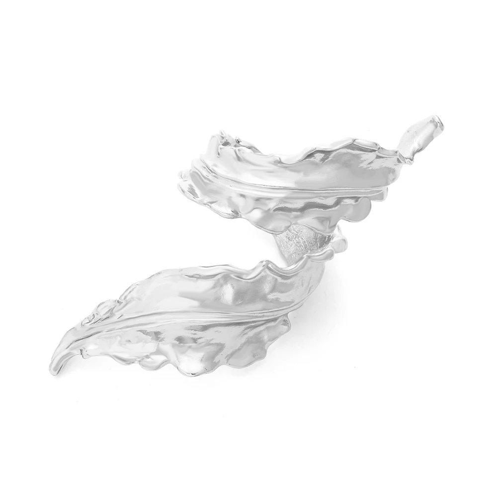 ZA Fashion Light Luxury Style Vintage Exaggerated Design Alloy Leaf Hand Jewelry