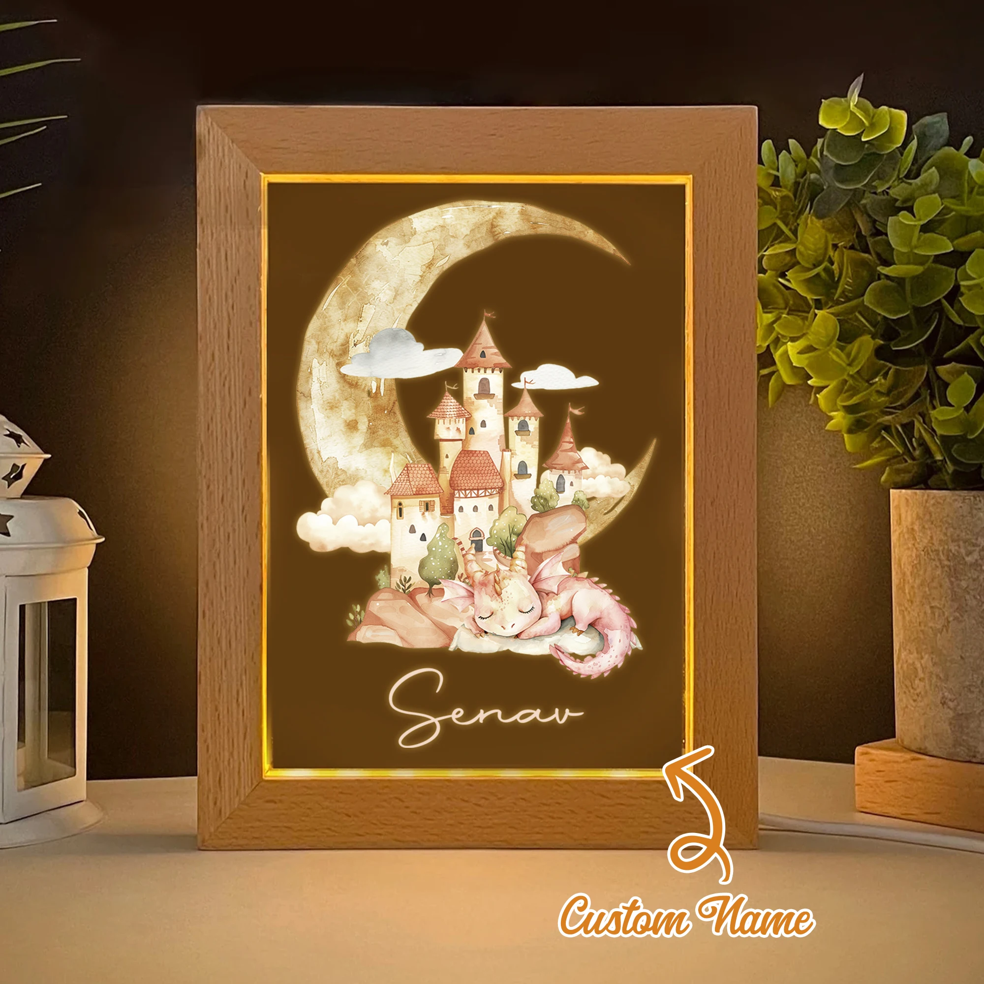 

Customized Castle Name LED Night View Photo Frame Personalized Gift Family Living Room Bedroom Dining Room Home Decoration