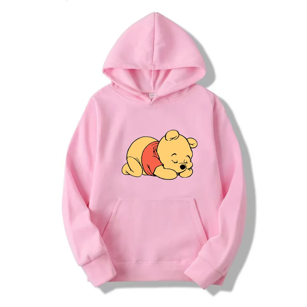 Moletom feminino com capuz disney, manga comprida, desenho kawaii, capuz de urso Pooh, novo, primavera e outono 2022