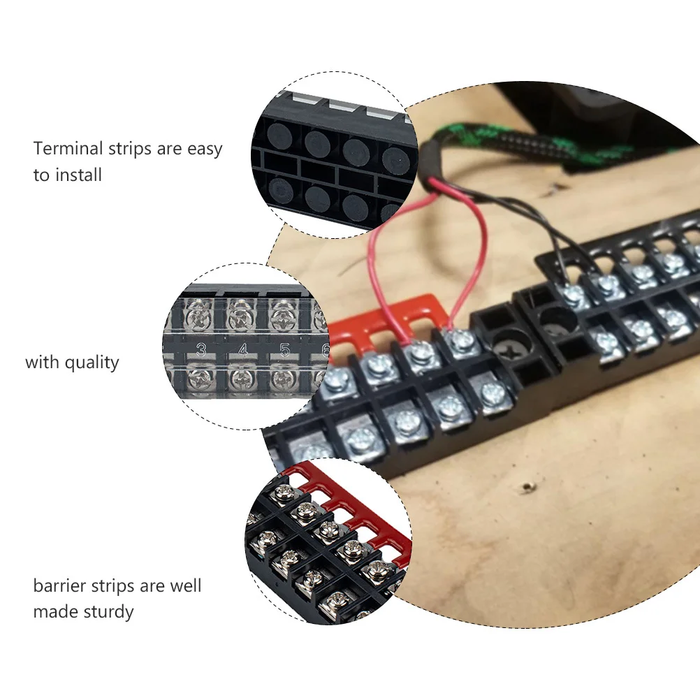

5 set 5 Positions Dual Row Terminal Block Set Clear Cover Snap-In Lid Insulated Barrier Strip For Safe Wiring Connection