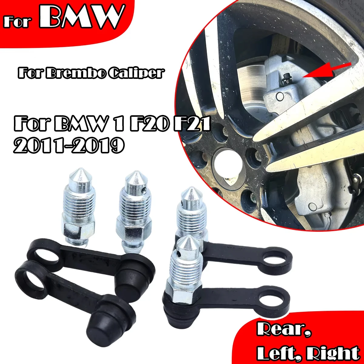 

For BMW 3 Series F30 F31 F34 Rear Left Right Brake Caliper Bleed Nipples Screws Repair Kit Bleeder Valves Dust Caps 2011-2019