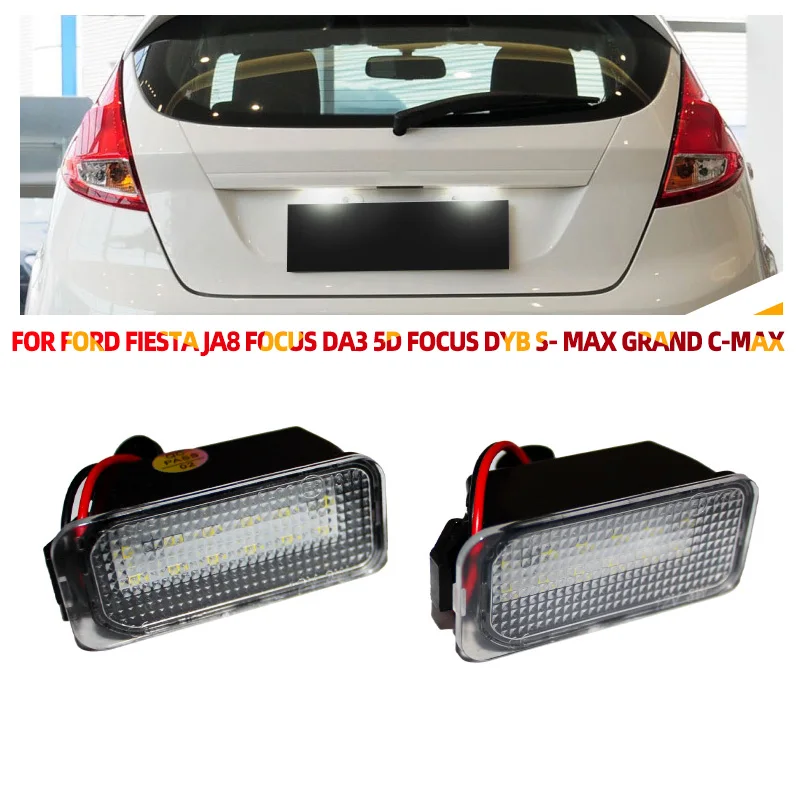 2Pcs License Plate Light for Ford Kuga S MAX Mondeo MK4 MK5 MK2 Fiesta 2008-2019 Focus ABS Plastic 12V LED Number Signal Light