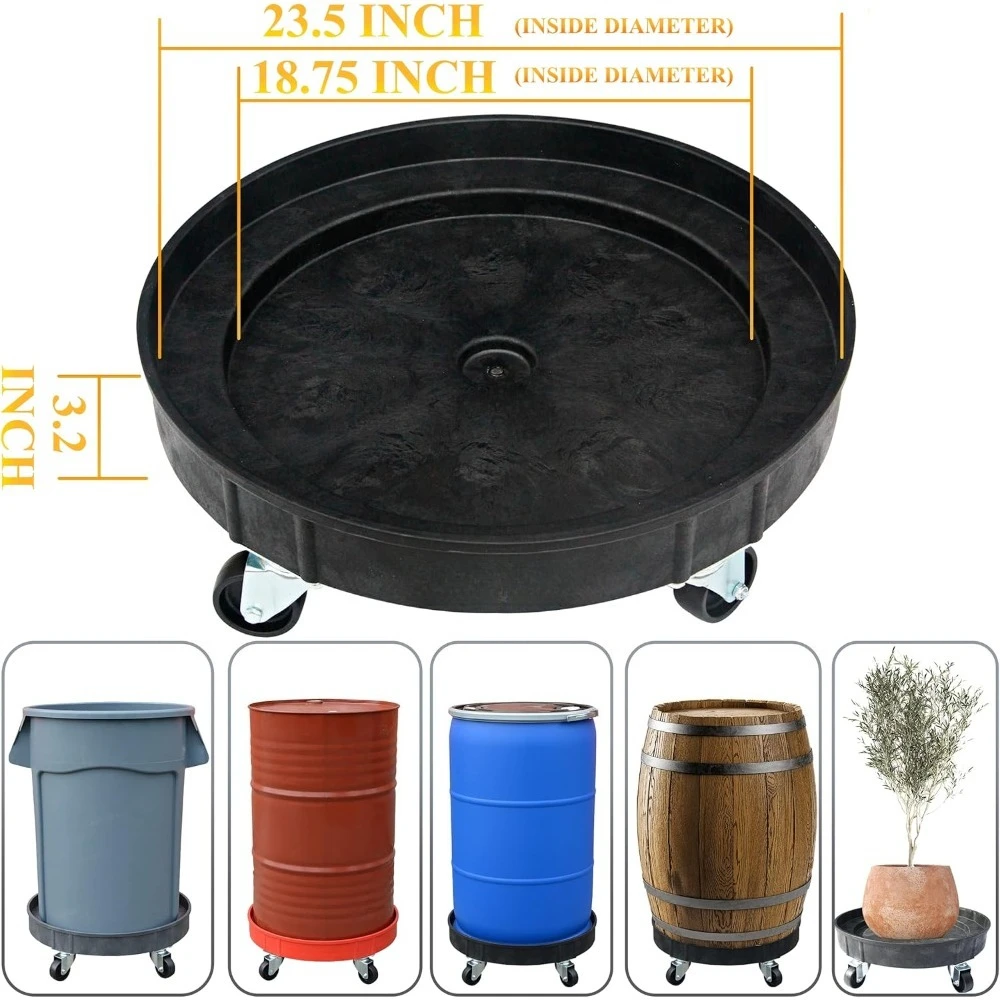 Heavy Duty Plastic Drum Dolly 30 & 55 Gallon Barrel Cart 900LB Capacity 5 Swivel Casters