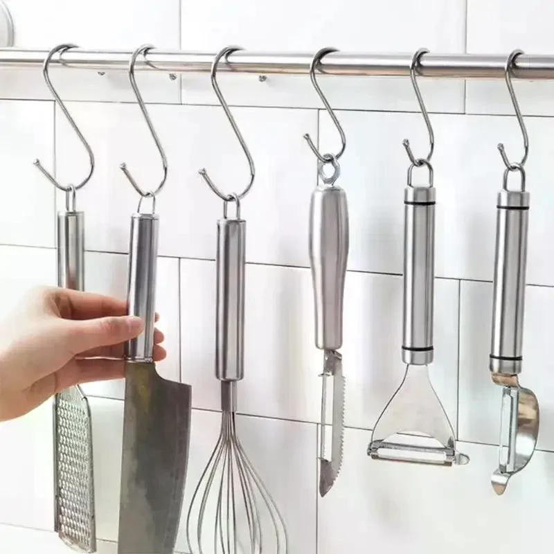 

10 шт. металлических S-образных крючков из нержавеющей стали, многофункциональные крючки для подвешивания одежды