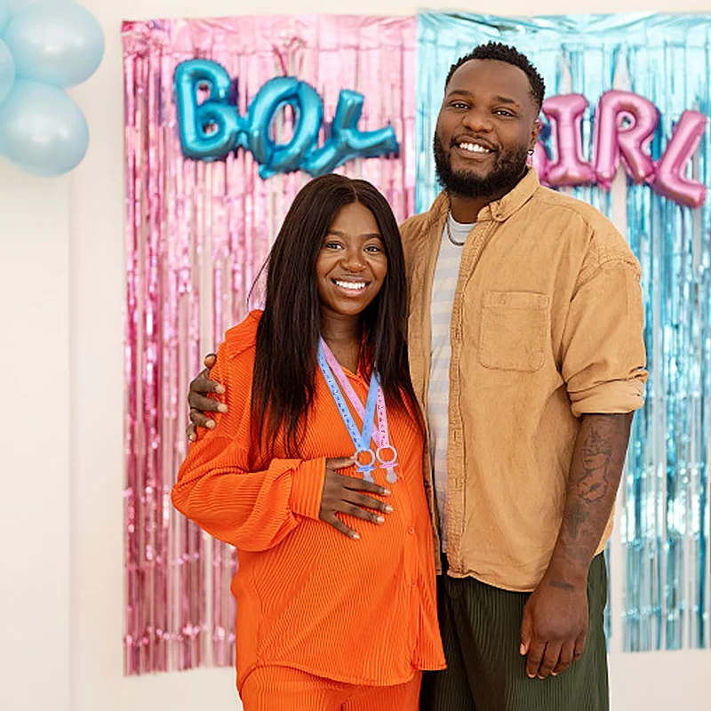 حلمة أكريليك شفافة للاستحمام ، عقد لهايات للأطفال ، مصاصة زرقاء ووردية للأطفال ، ديكور حفلات الكشف عن جنس عيد الميلاد الأول ، 5 * #5