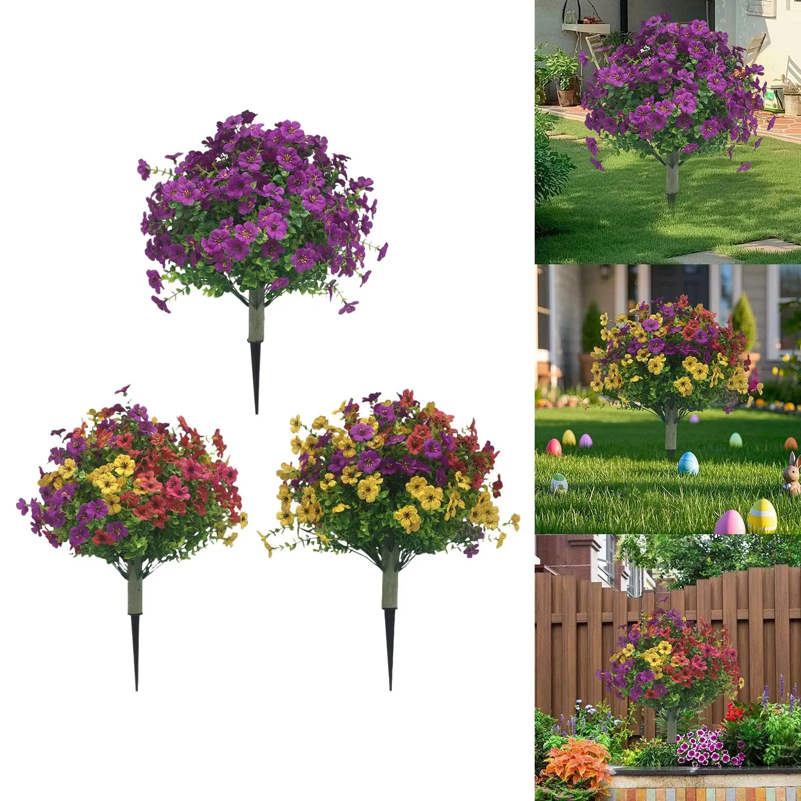 

Violet Flowers Stake Lifelike Creative Realistic Yard Art Ornament Faux Greenery for Potted Plants Courtyard Backyard Patio Path