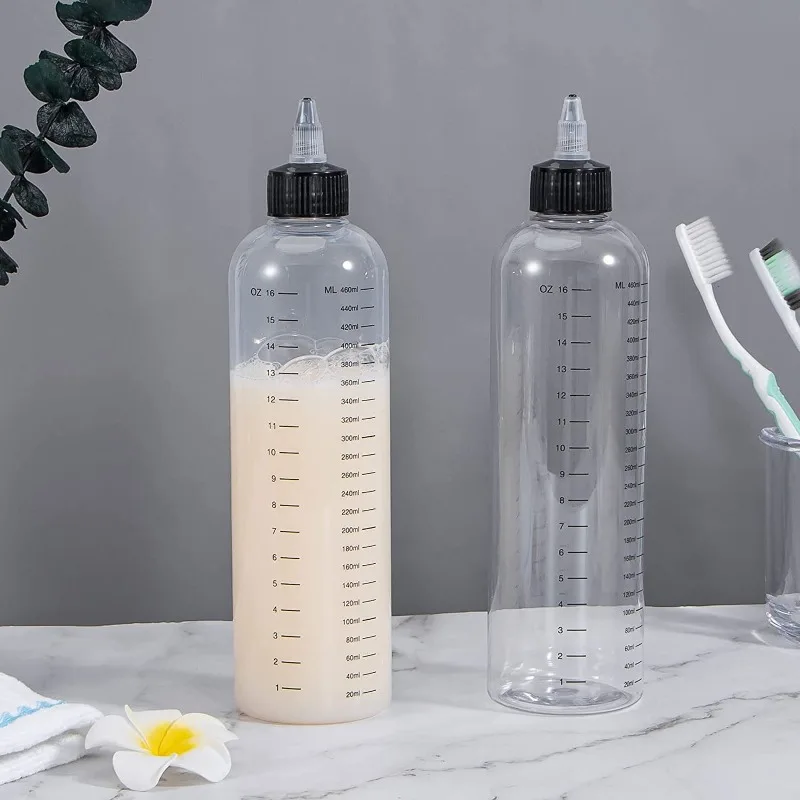 1Pc 230ml/500ml Empty Hair Dye Bottle Measured Twist Top Cap Refillable Squeeze Container with Graduated Scale - view 5