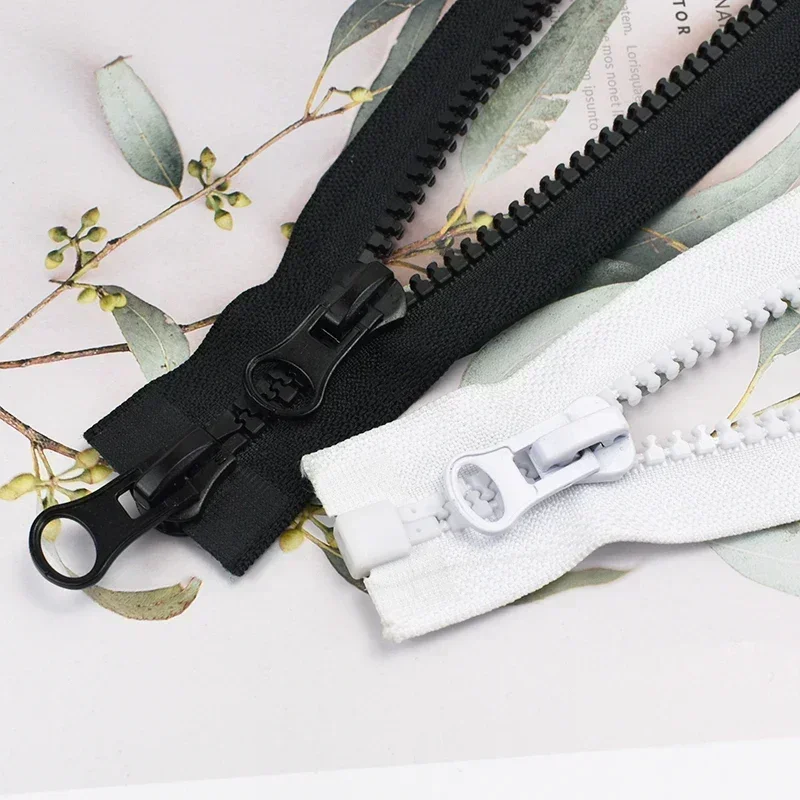 1Pc Meetee 60-300cm 5# Resin Zippers Black White Double Slider Open-End Zips for Sewing Coat Tent Zipper Closure DIY Accessories