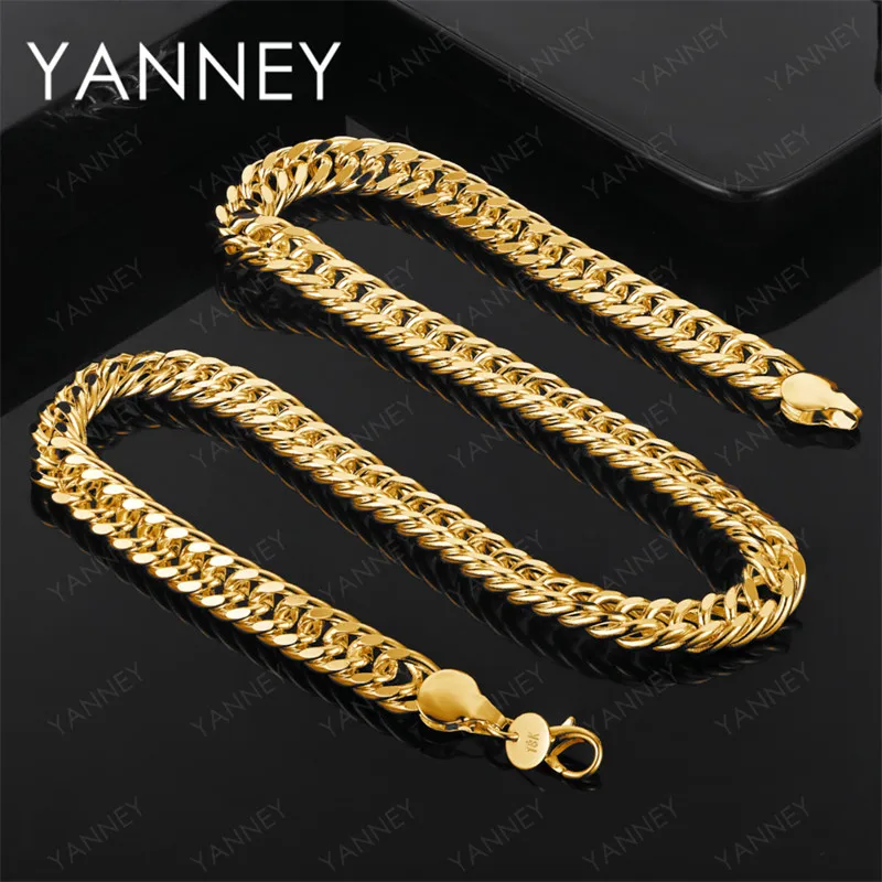 

18K Gold 18 Inch 10mm Geometric Braided Necklace for Women Men Party Fashion Wedding Gift Accessories