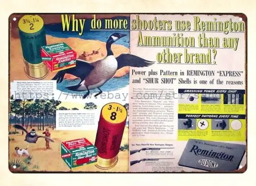 collectible signs 1950 Remington Express Shur-Shot Shotgun Ammo metal tin sign