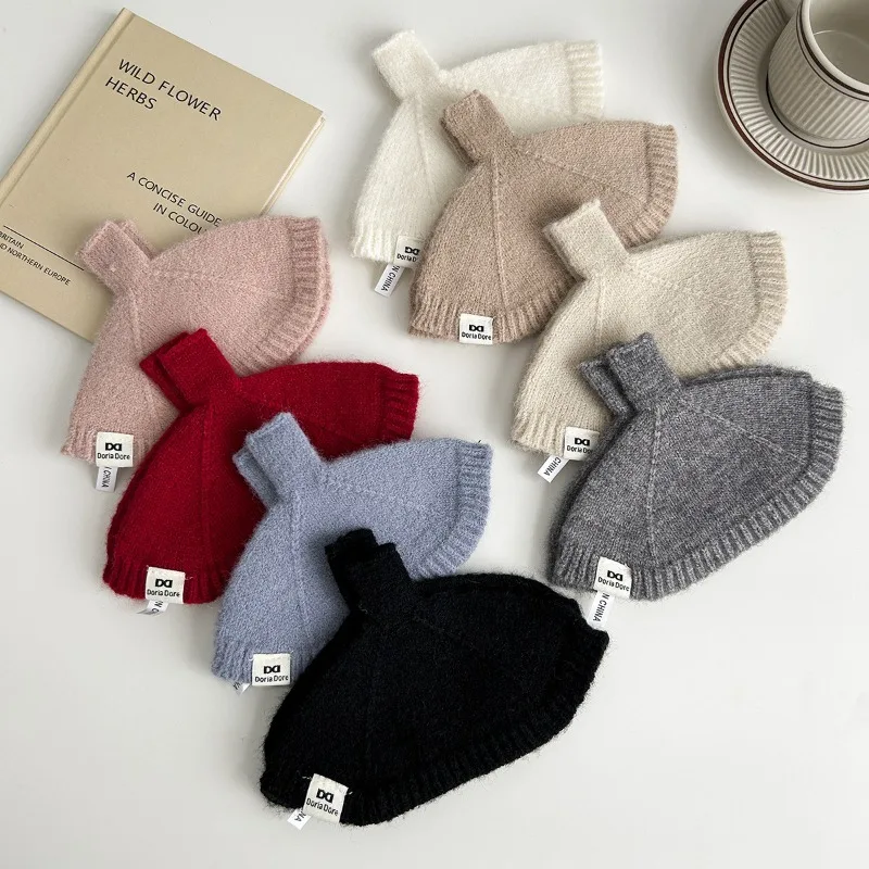 

Half-finger knitted wool gloves: solid color, versatile, thickened warm for autumn-winter. touchscreen-compatible， wrist warmers