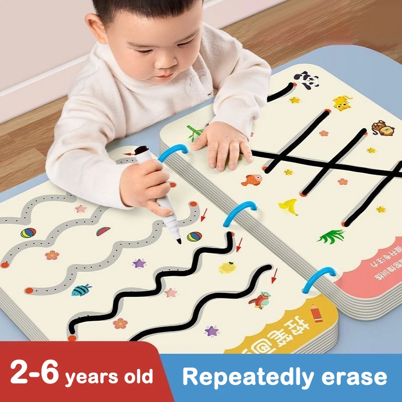 144pages Reusable Kids' Writing Book - Erasable Practice For Ages 3-6, Durable Training Workbook