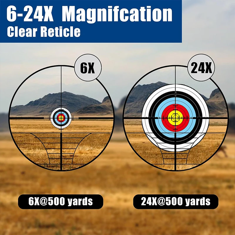 6-24x50 AO نطاق البندقية الصيد نطاق طويل المدى مضيئة الأحمر/الأخضر شبكاني التكتيكية البصر البصري للبندقية
