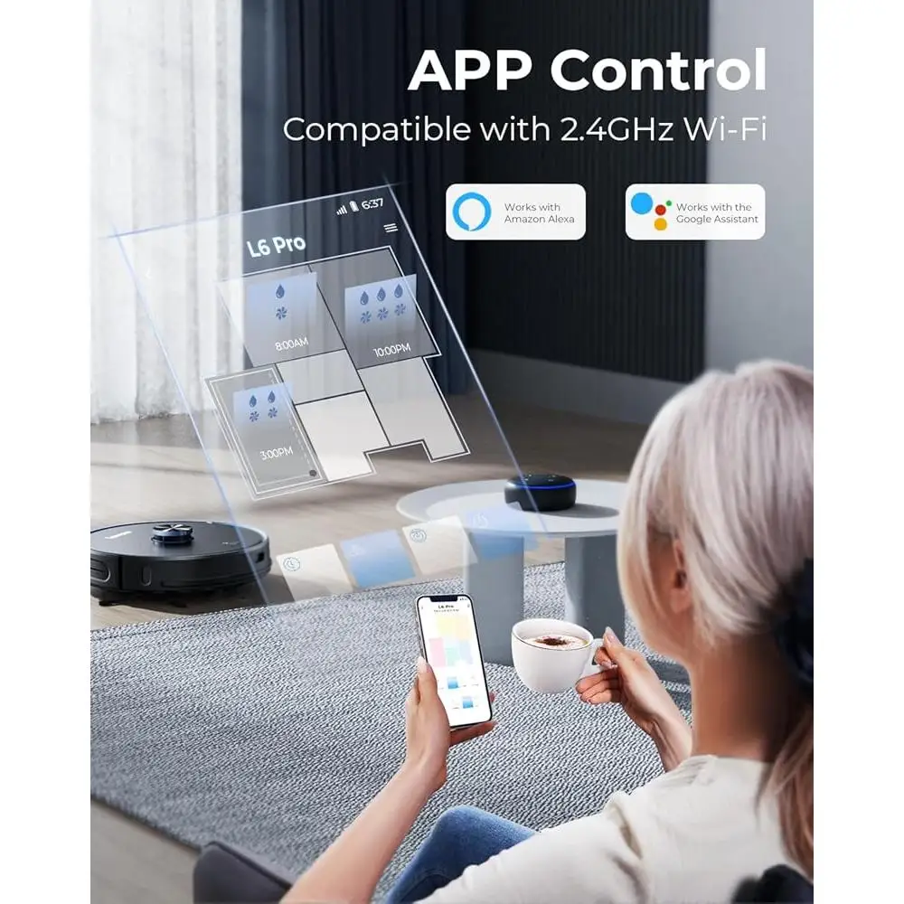 Combinatie robotstofzuiger en dweil 3-in-1 zelfleegstation LiDAR-navigatie Slimme app-bediening 4000 Pa zuigkracht Spraakbesturing Multi